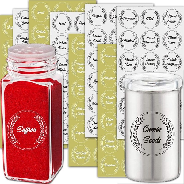 Spice Labels Stickers, White Spice Jar Labels Preprinted For Spice