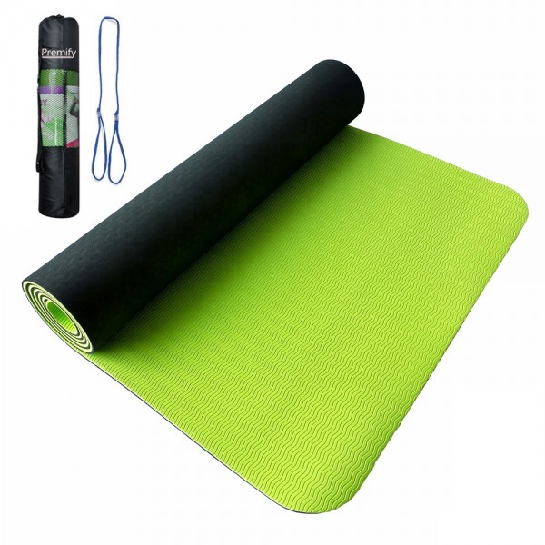 Thick Yoga Mat Eco Friendly TPE Workout Mat Exercise Mat Carrying Strap  Home Gym
